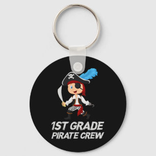 Fun Cute 1st Grade Pirate Halloween  Key Ring