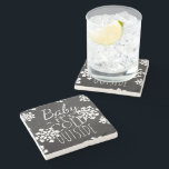Fun Cute Baby Its Cold Outside Chalkboard Stone Coaster<br><div class="desc">Beautiful contemporary "Baby Its Cold Outside" quote text written in typography on a black grey chalk board, with a background of white snowflakes design. Ornate, elegant, stylish and eclectic design for the fancy artistic interior designer, the artsy décor diva, popular hip trendsetter, vintage retro art style and abstract digital geometric...</div>