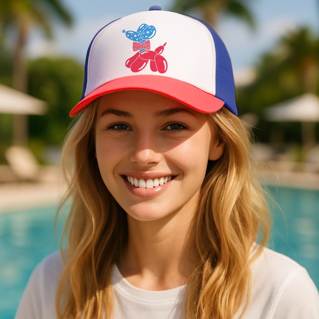 Fun Cute Balloon Dog 4th of July Trucker Hat (Creator Uploaded)