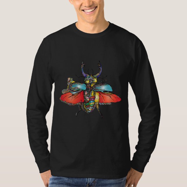 Fun Cute Bug Insect Beetle Colourful Bug Catcher T-Shirt (Front)