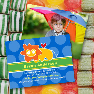 Fun Cute Cartoon Lion Colourful Kid's Profile Phot Calling Card