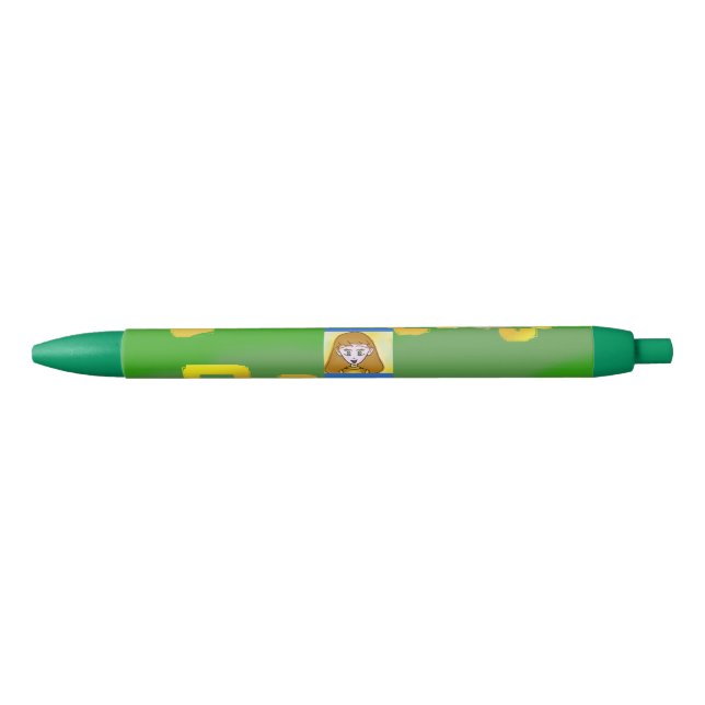 Fun Cute Cartoon Yellow Squares Green Pen  (Front)