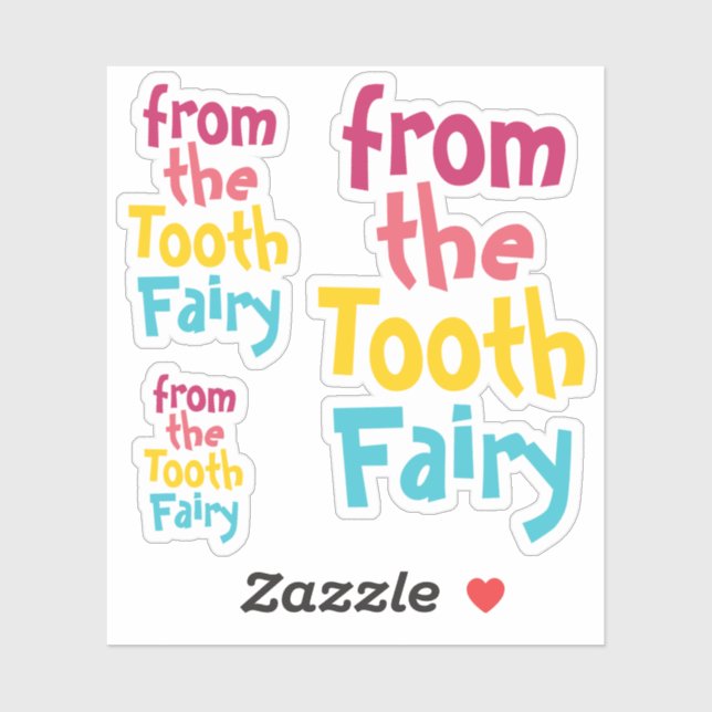 Fun Cute Colourful "From the Tooth Fairy" Stickers (Sheet)