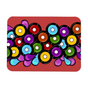 Fun Cute Colourful Pattern Records Art Design Magnet