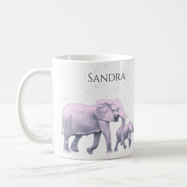 Fun Cute d Pink Elephants Modern Coffee Mug (Left)
