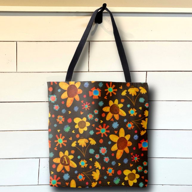 Fun Cute Daisies Initial Inspirivity Tote Bag (Creator Uploaded)