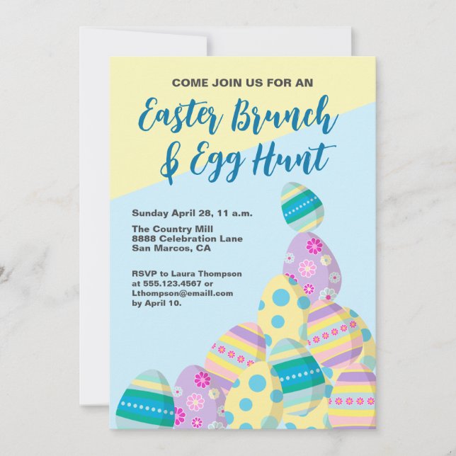 Fun Cute Easter Egg hunt colourful spring Invitation (Front)