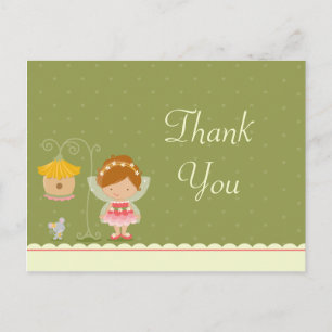 Fun cute fairy girl's birthday thank you postcard