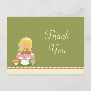 Fun cute fairy girl's birthday thank you postcard
