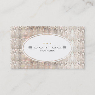 Fun & Cute Fashion Boutique Faux Silver Sequins Business Card