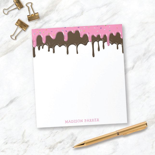 Fun Cute Ice Cream Drips Personalised w/Name Notepad (Creator Uploaded)