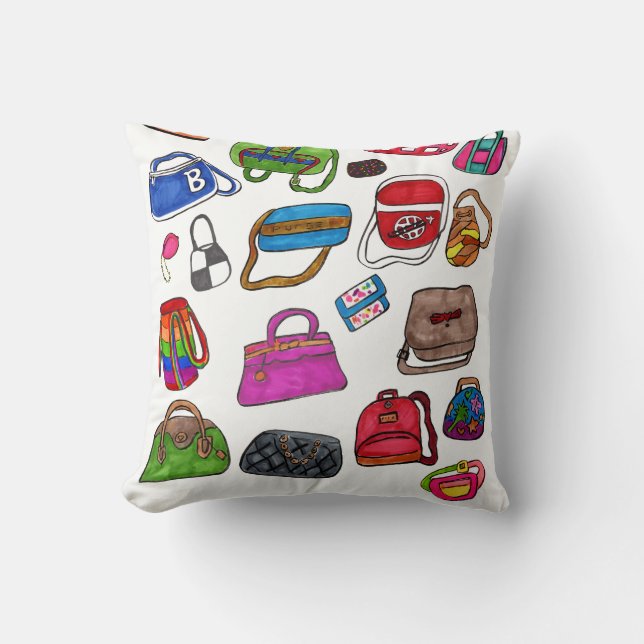 Fun Cute Illustrated Purse Pattern Art Design Cushion (Front)