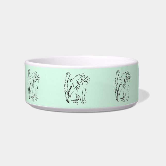 Fun Cute Kitty Colourful Bright Green Cat Bowl (Front)