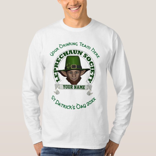Fun cute leprechaun personalised St Patrick's day T-Shirt (Front)
