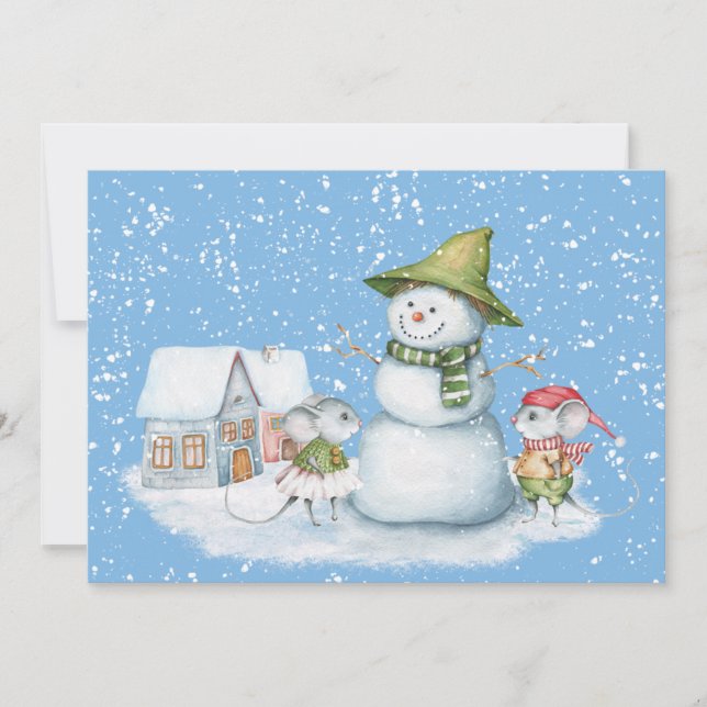 Fun Cute Merry Christmas Snow Holiday Card (Front)