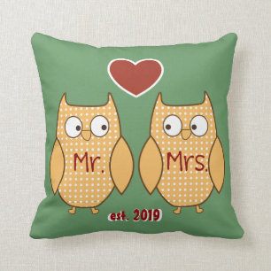 Fun Cute Mr. & Mrs. Owl Personalised Cushion