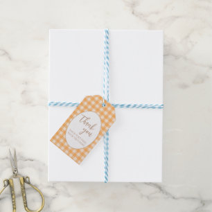Fun cute orange gingham preppy Farmer's Market Gift Tags