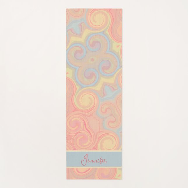  Fun Cute Pastel Abstract Modern Pretty Yoga Mat (Front)
