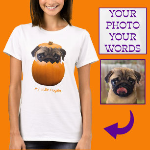 Fun Cute Personalised Halloween Pumpkin Dog Photo T-Shirt