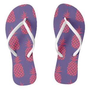 Fun Cute Pineapple Colourful Beach Purple Coral Jandals