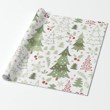 Fun Cute Red Green Pastel Trees Christmas