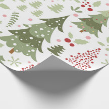 Fun Cute Red Green Pastel Trees Christmas