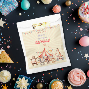 Fun Cute Red & Pink Circus Kids Birthday Favour Bags