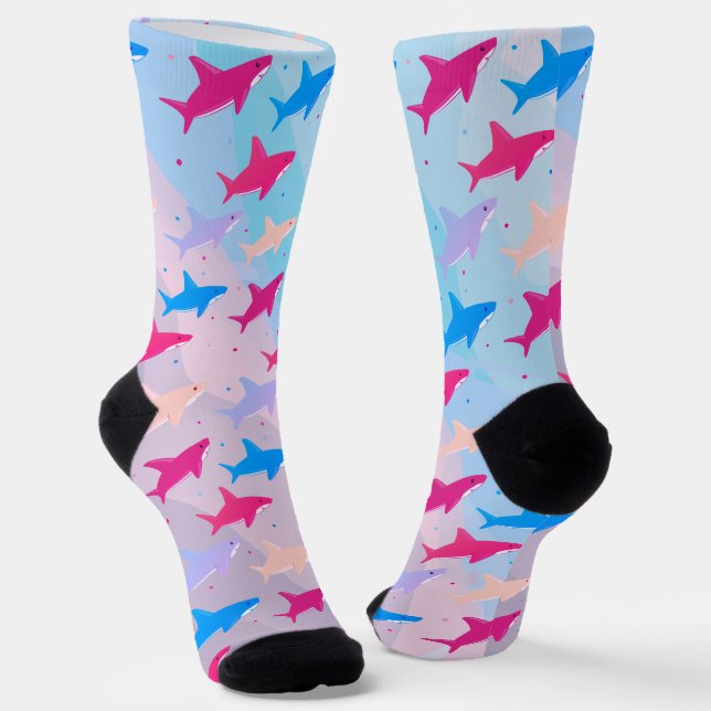 Fun Cute Shark Pattern Socks (Angled)