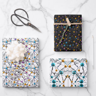 Fun cute spheres interconnected Molecular Network Wrapping Paper Sheet