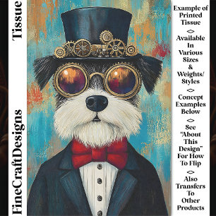 Fun Cute Steampunk Dog In Top Hat Z5 Decoupage Tissue Paper