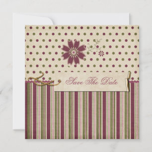 Fun Cute Stripes Dots Save The Date