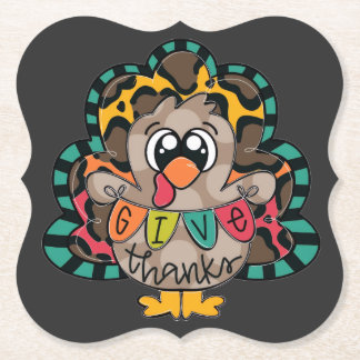 Fun cute turkey shirt paper coaster