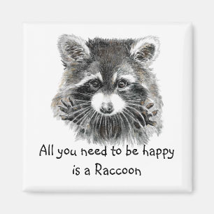 Fun Cute Watercolor Racoon Inspirational Quote Magnet