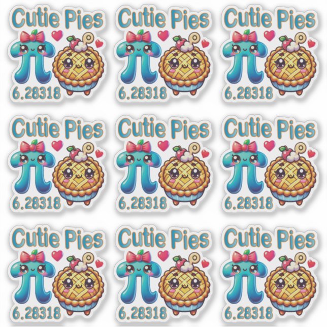 Fun “Cutie Pies” Cute Pi Symbol & Pie Pun (Front)