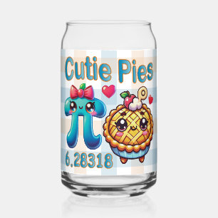 Fun “Cutie Pies” Cute Pi Symbol & Pie Pun Can Glass