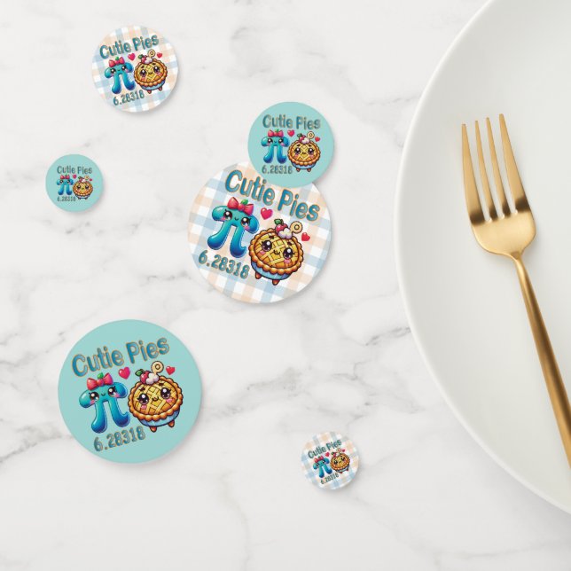 Fun “Cutie Pies” Cute Pi Symbol & Pie Pun Confetti (Group)
