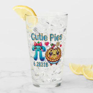 Fun “Cutie Pies” Cute Pi Symbol & Pie Pun Glass