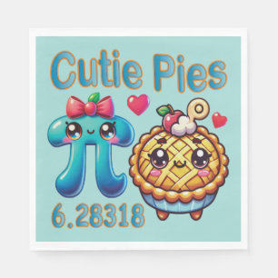 Fun “Cutie Pies” Cute Pi Symbol & Pie Pun Napkin