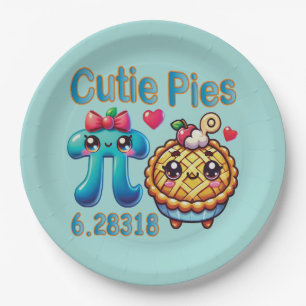 Fun “Cutie Pies” Cute Pi Symbol & Pie Pun Paper Plate