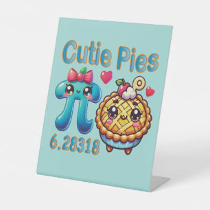 Fun “Cutie Pies” Cute Pi Symbol & Pie Pun Pedestal Sign
