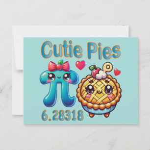 Fun “Cutie Pies” Cute Pi Symbol & Pie Pun Postcard