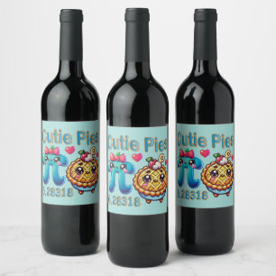 Fun “Cutie Pies” Cute Pi Symbol & Pie Pun Wine Label