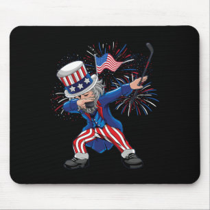 Fun Dabbing Uncle Sam Ice Hockey Puck Indepedence  Mouse Pad