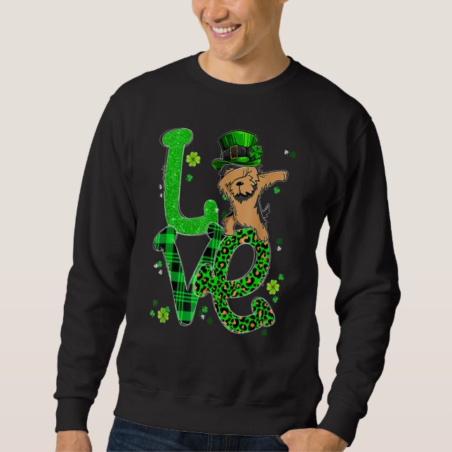 Fun Dabbing Yorkie Dog LOVE Shamrock Funny St Patr Sweatshirt (Front)