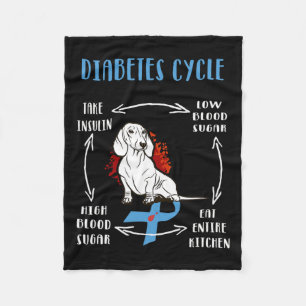 Fun Dachshund Diabetic Life Cycle Diabetes Awarene Fleece Blanket
