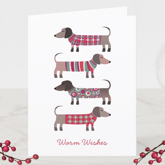 Fun Dachshund Dog Holiday Card (Dachshund Wiener Sausage Dog fun winter holiday card)