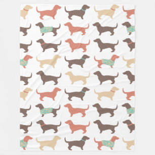 Fun Dachshund Dog Pattern Fleece Blanket