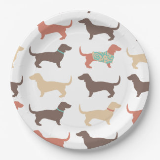 Fun Dachshund Dog Pattern Paper Plate