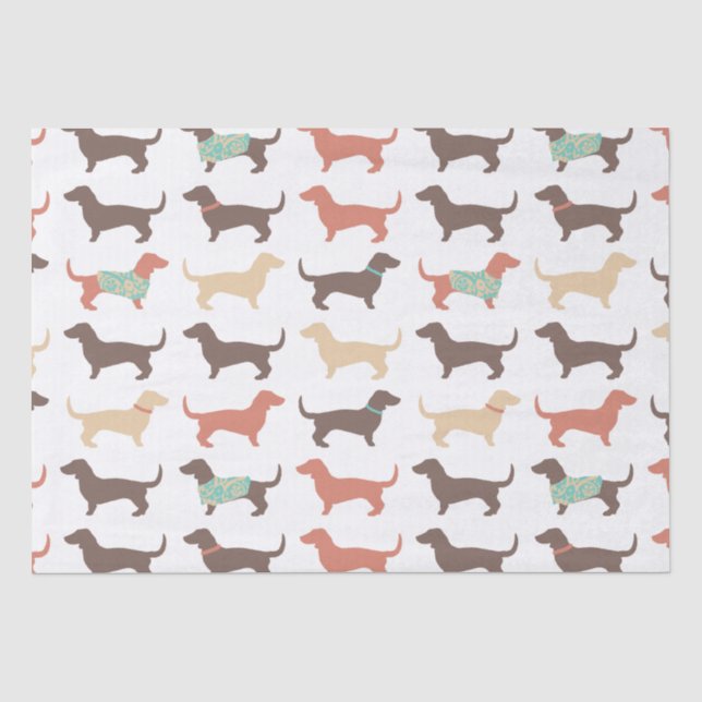 Fun Dachshund Dog Pattern Tissue Paper (Front)