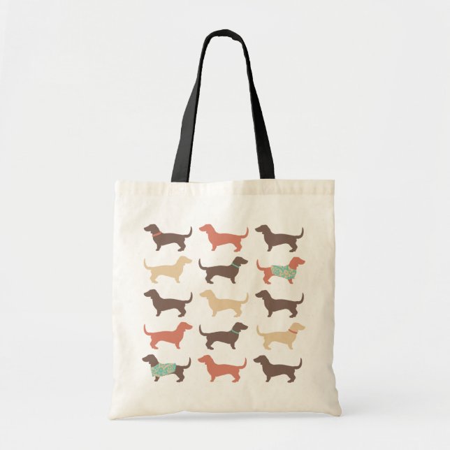 Fun Dachshund Dog Pattern Tote Bag (Front)